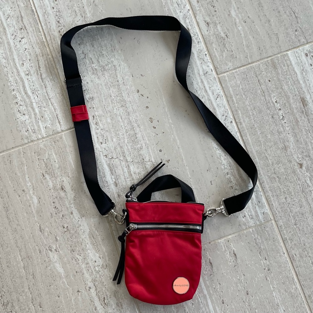 shortyLOVE Shorthand Phone Crossbody Bag Red Nylon Water Resistant Small Purse